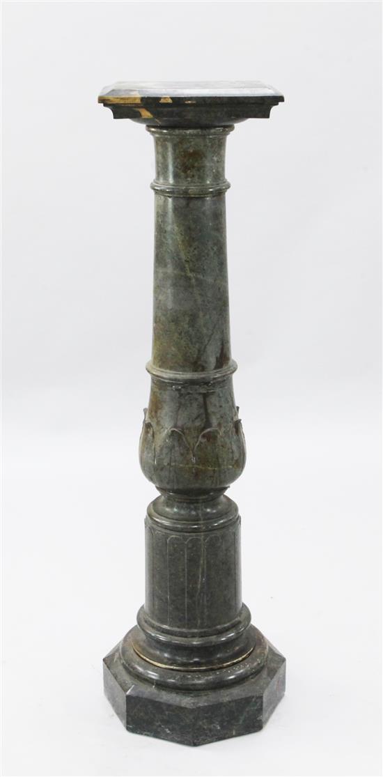 A Victorian green marble pedestal, H.3ft 10in.